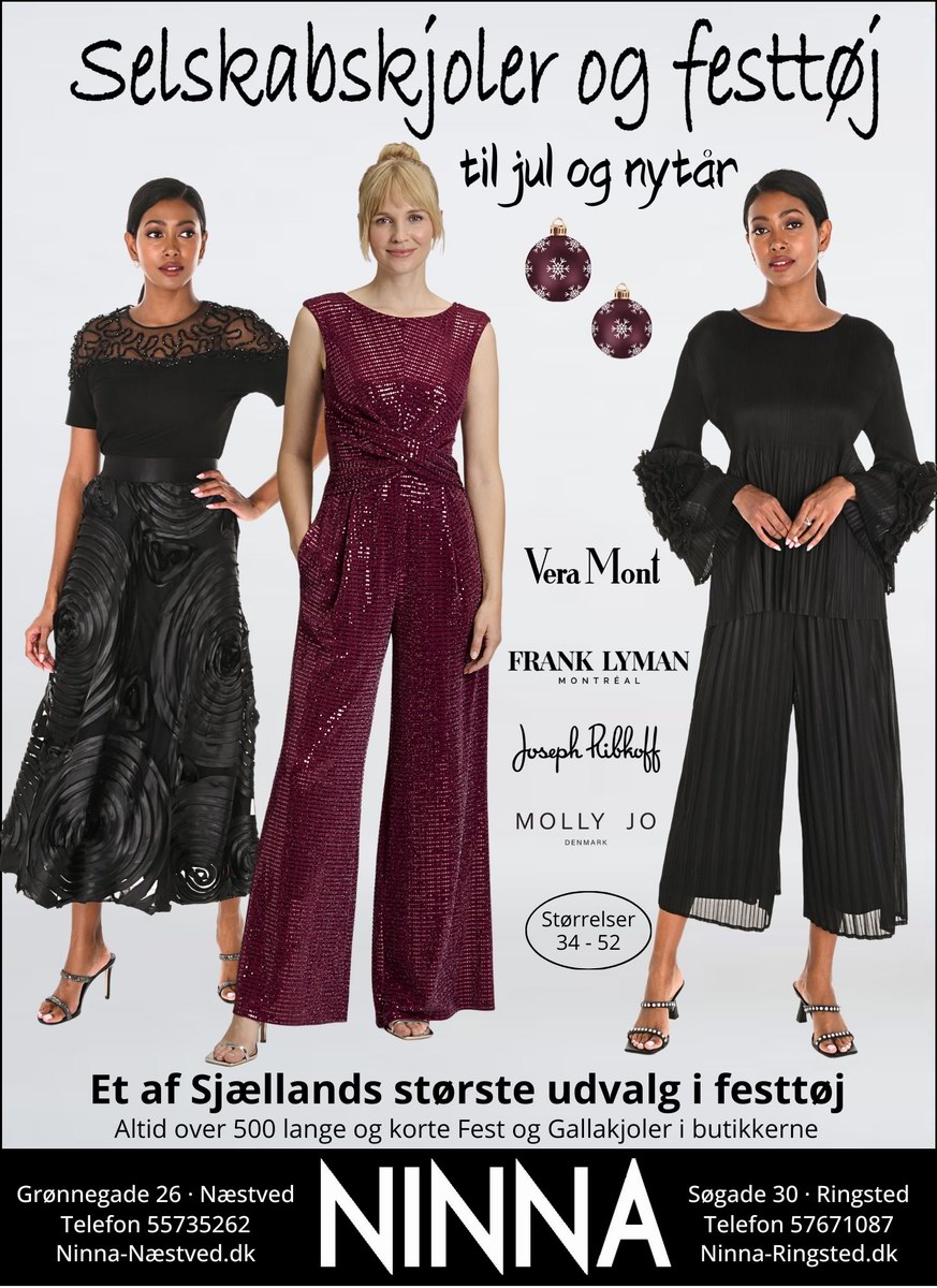 Oplev alt det flotte festtøj, hos NINNA i Ringsted